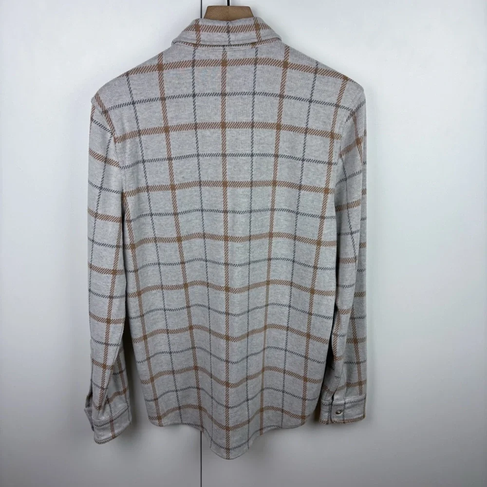 Faherty Legend Sweater Shirt Open Tundra Windowpane Plaid Flannel Small Mens - Picture 7 of 7